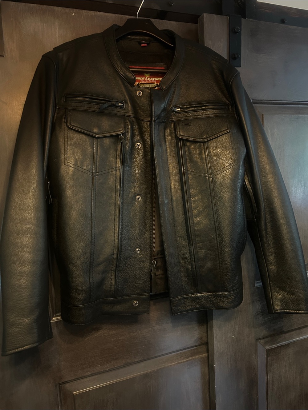 Men's Black Leather Bomber Jacket - Classic Moto Style